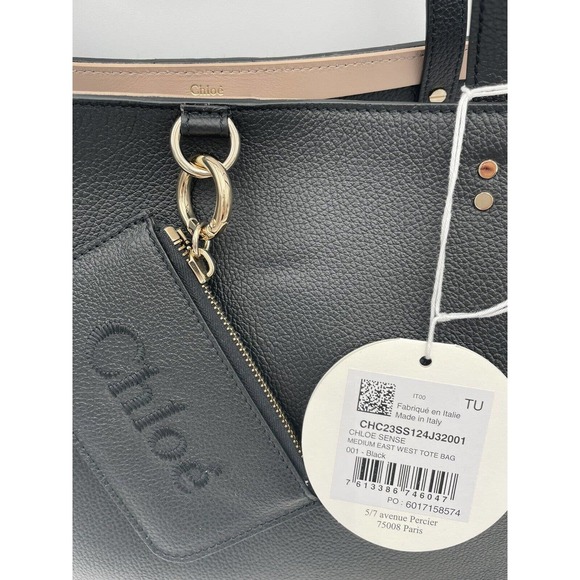 $1690 NEW CHLOE BLACK LEATHER TOTE BAG SHOPPER PURSE NWT - Picture 7 of 13